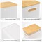 4 Pack Bamboo Lid Storage Bins - Stackable Plastic Containers for Organizing Desktop